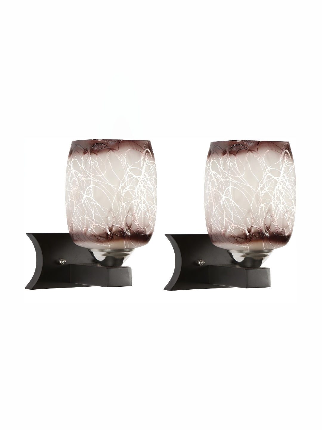 

1ST TIME White & Brown Textured Glass Traditional Cylinder Shaped Wall Lamp