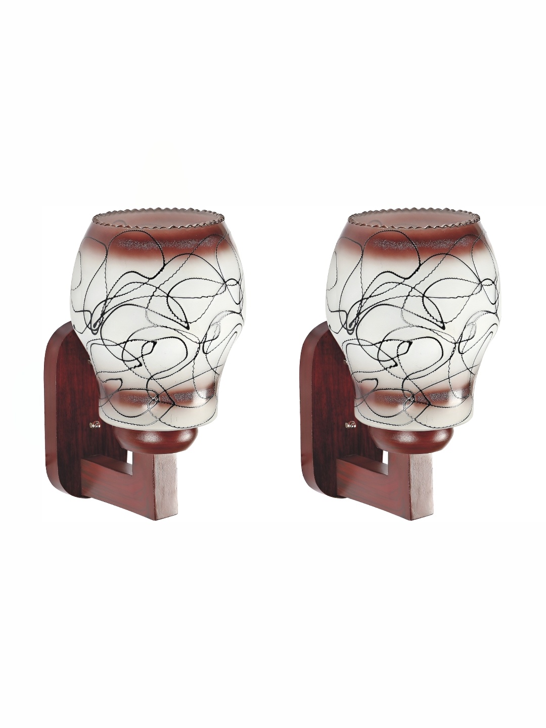

1ST TIME Maroon & White Printed Glass Traditional Abstract Shaped Shaped Wall Lamp