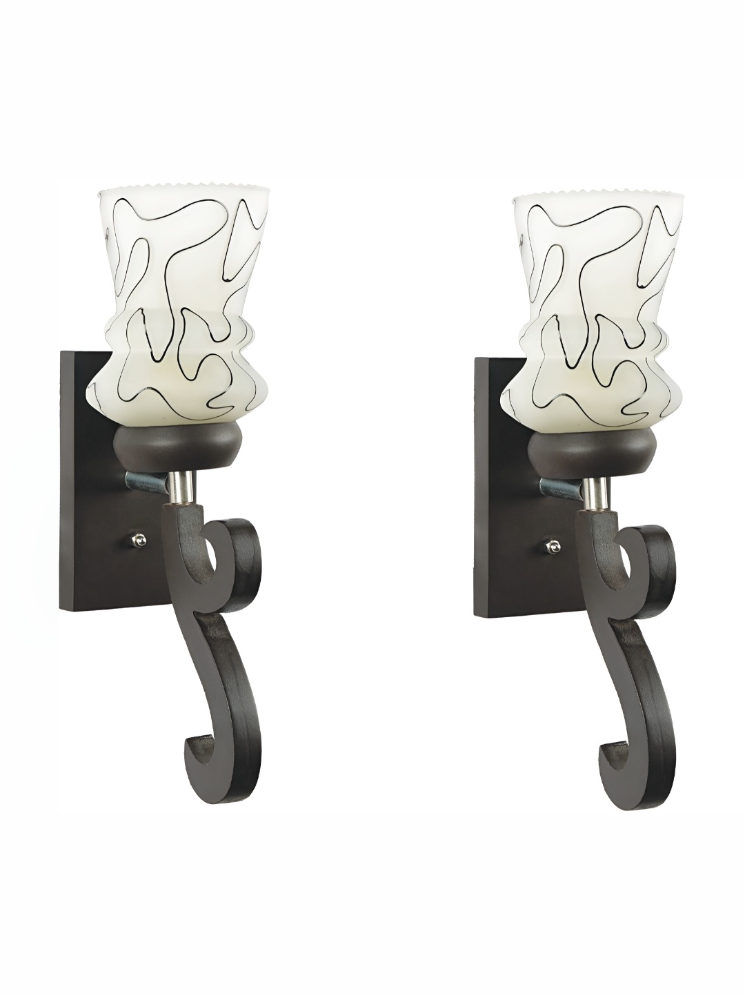 

1ST TIME Brown & White Printed Glass Traditional Wall Lamp