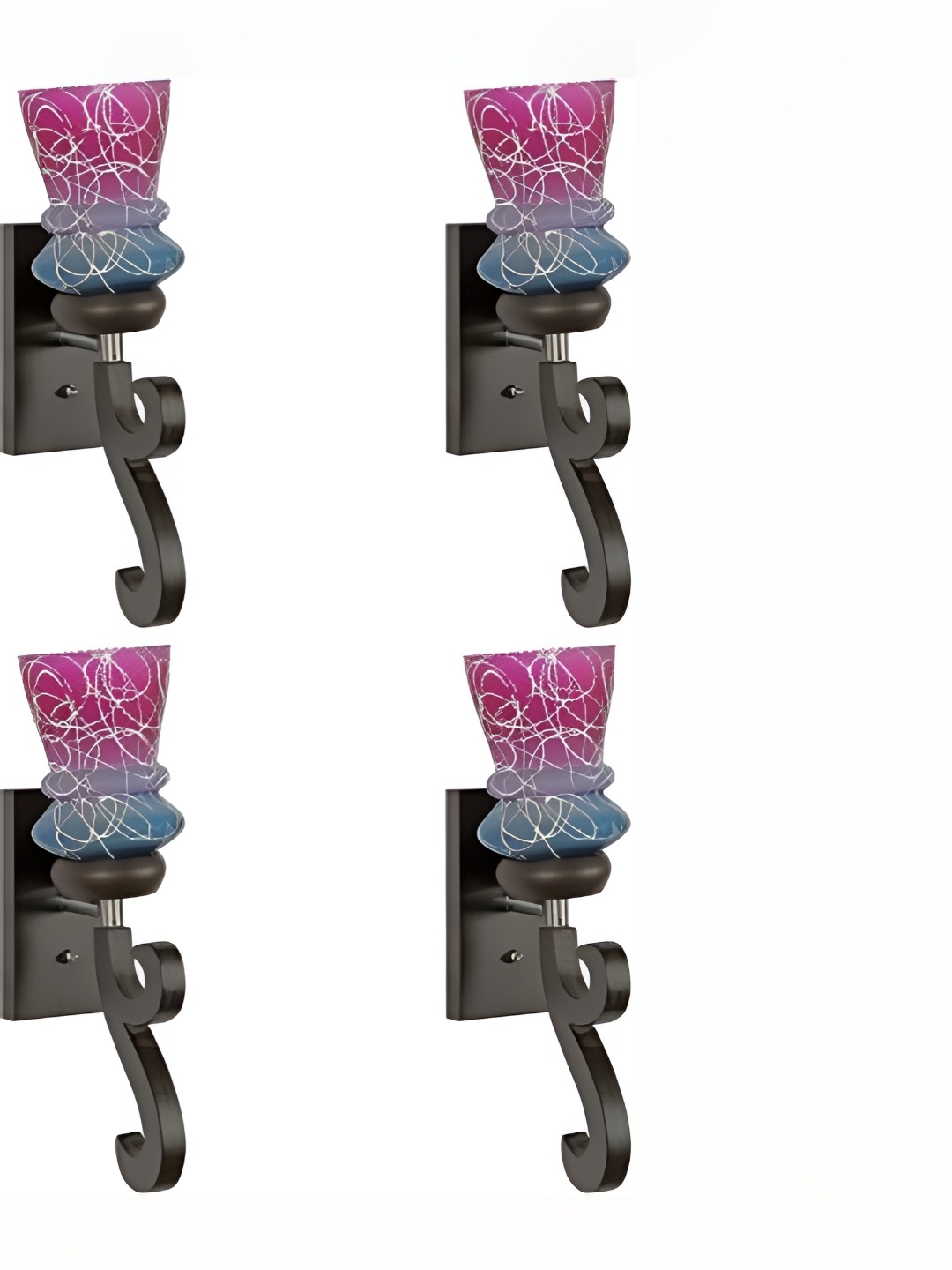 

1ST TIME Multicoloured Glass Traditional Rectangle Shaped Wall Lamp, Multi