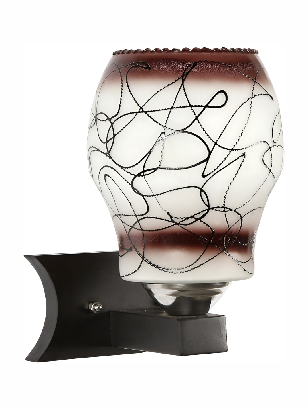

1ST TIME White & Brown Printed Glass Contemporary Abstract Shaped Shaped Wall Lamp