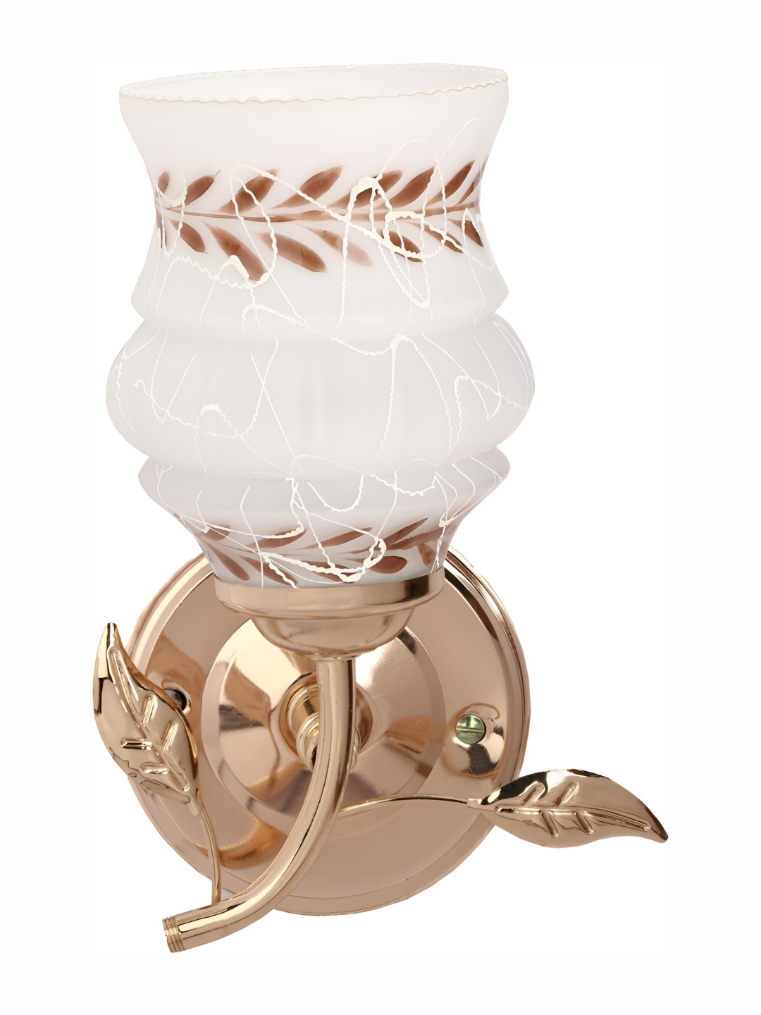 

1ST TIME Gold-Toned & White Printed Glass Traditional Wall Lamp