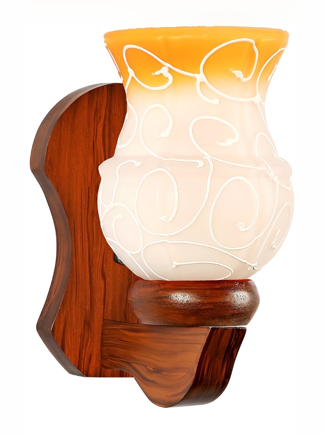 

1ST TIME White & Yellow Printed Glass Traditional Cylinder Shaped Wall Lamp