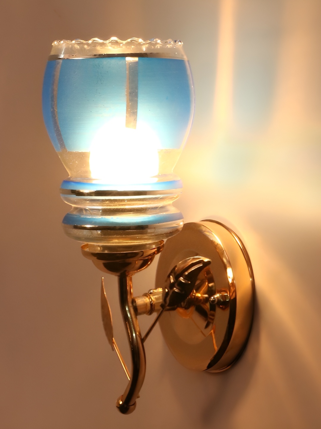 

1ST TIME Blue & Brown Glass Traditional Abstract Shaped Shaped Wall Lamp