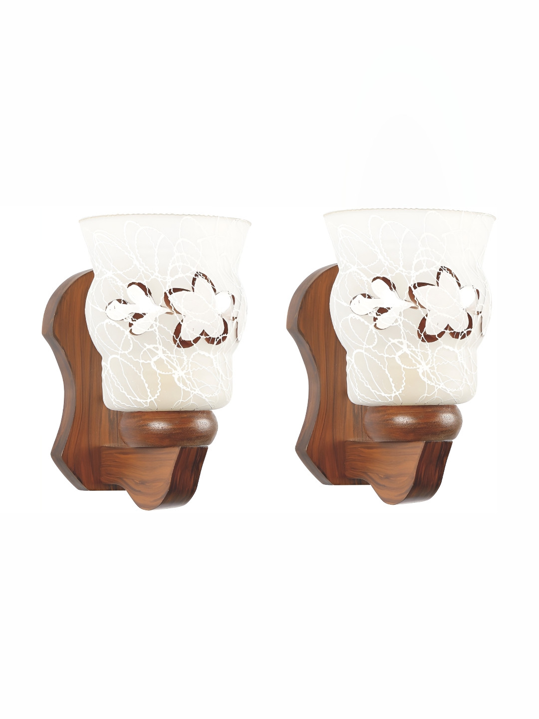 

1ST TIME Brown & White 2 Pieces Textured Glass Contemporary Wall Lamps