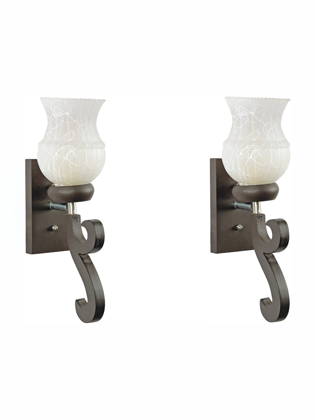 

1ST TIME Black & White 2 Pieces Textured Glass Traditional Wall Lamps