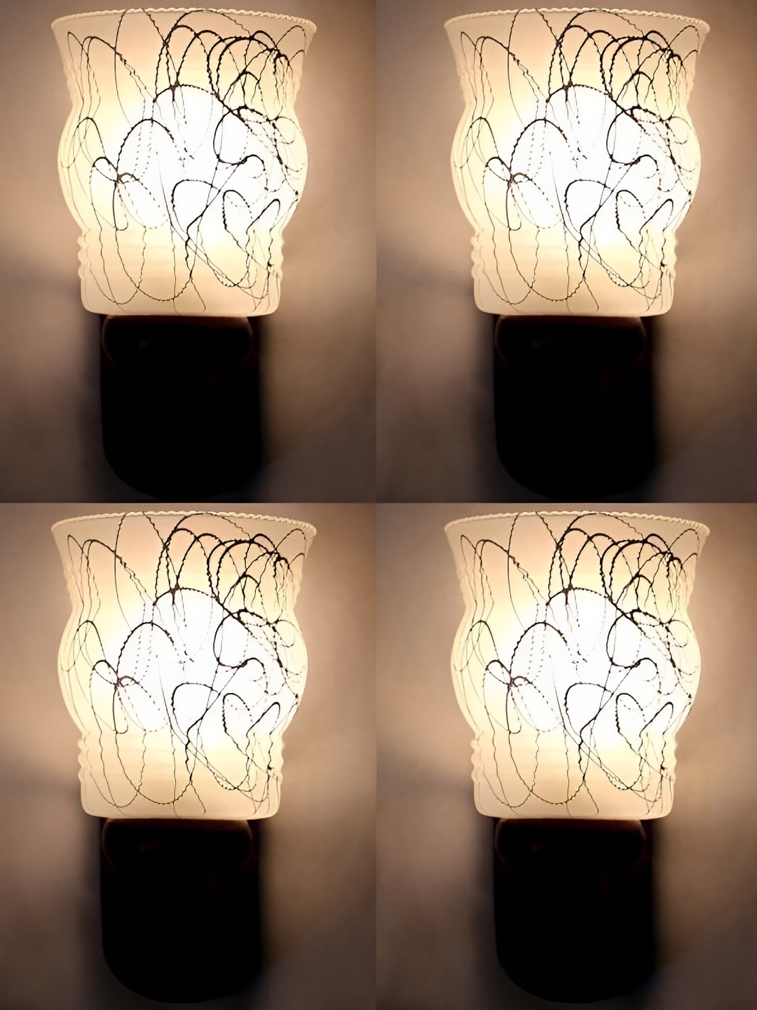 1ST TIME Brown & White 4 Pieces Textured Glass Traditional Wall Lamps