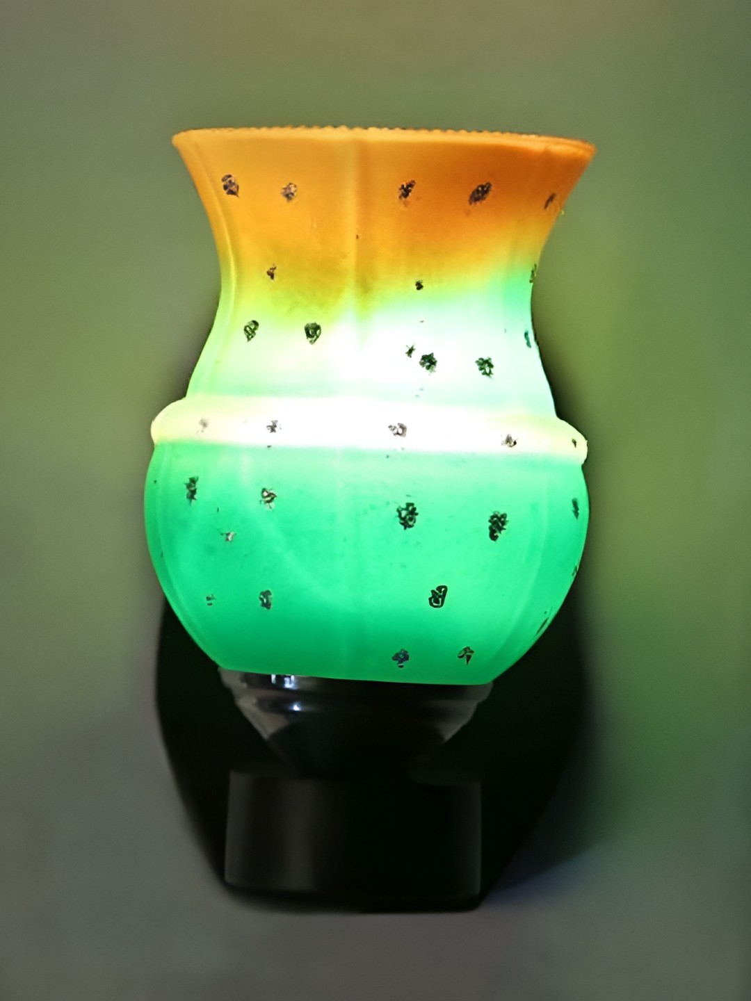 

1ST TIME Green & Black Colourblocked Glass Traditional Wall Lamp