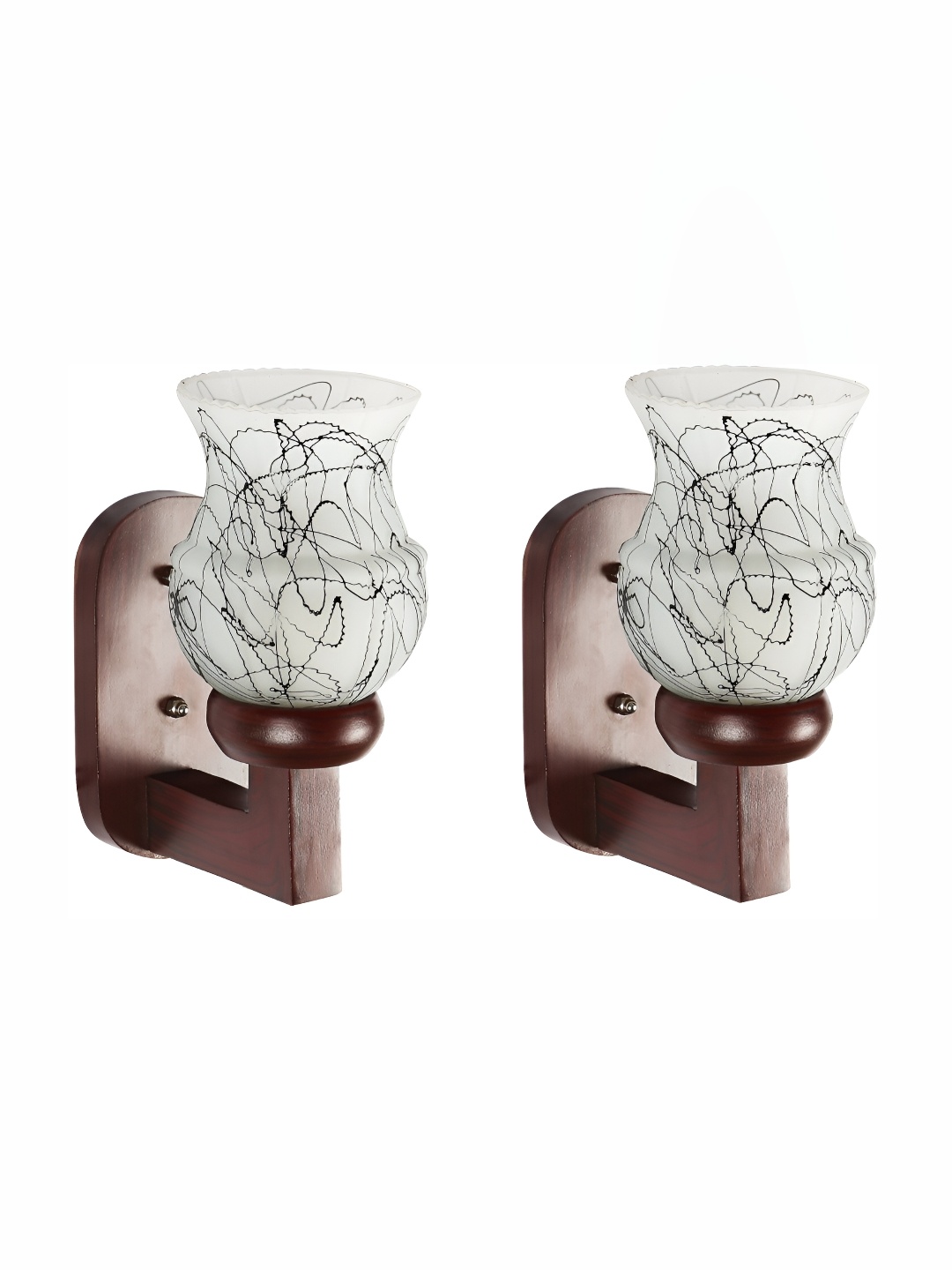 

1ST TIME Brown & White 2 Pieces Textured Glass Traditional Wall Lamps