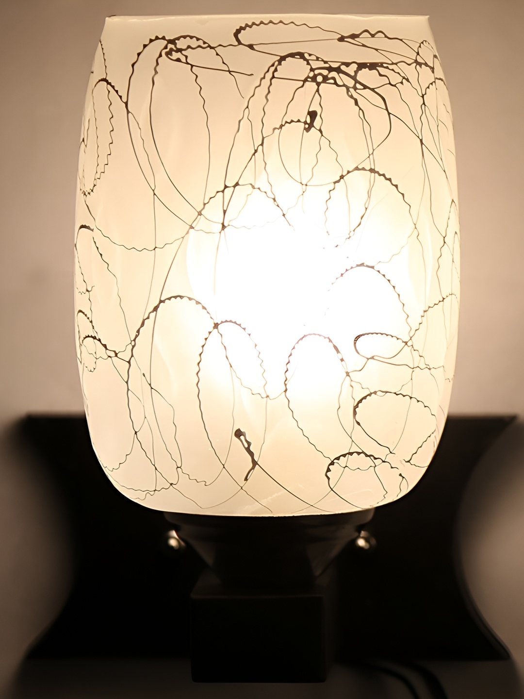 1ST TIME Black & White Textured Glass Traditional Cylinder Shaped Wall Lamp