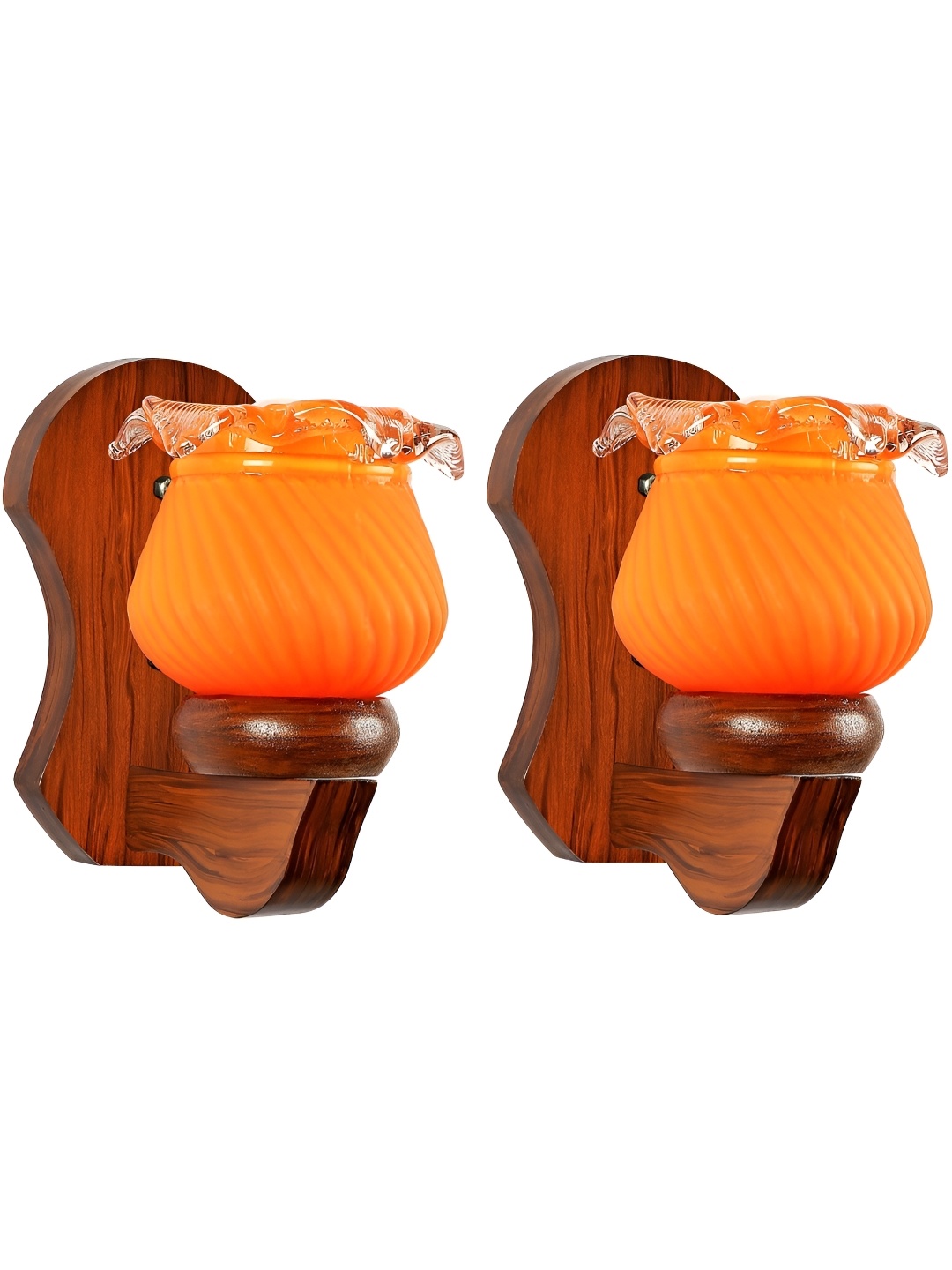 

1ST TIME Brown & Orange Textured Glass Traditional Wall Lamp