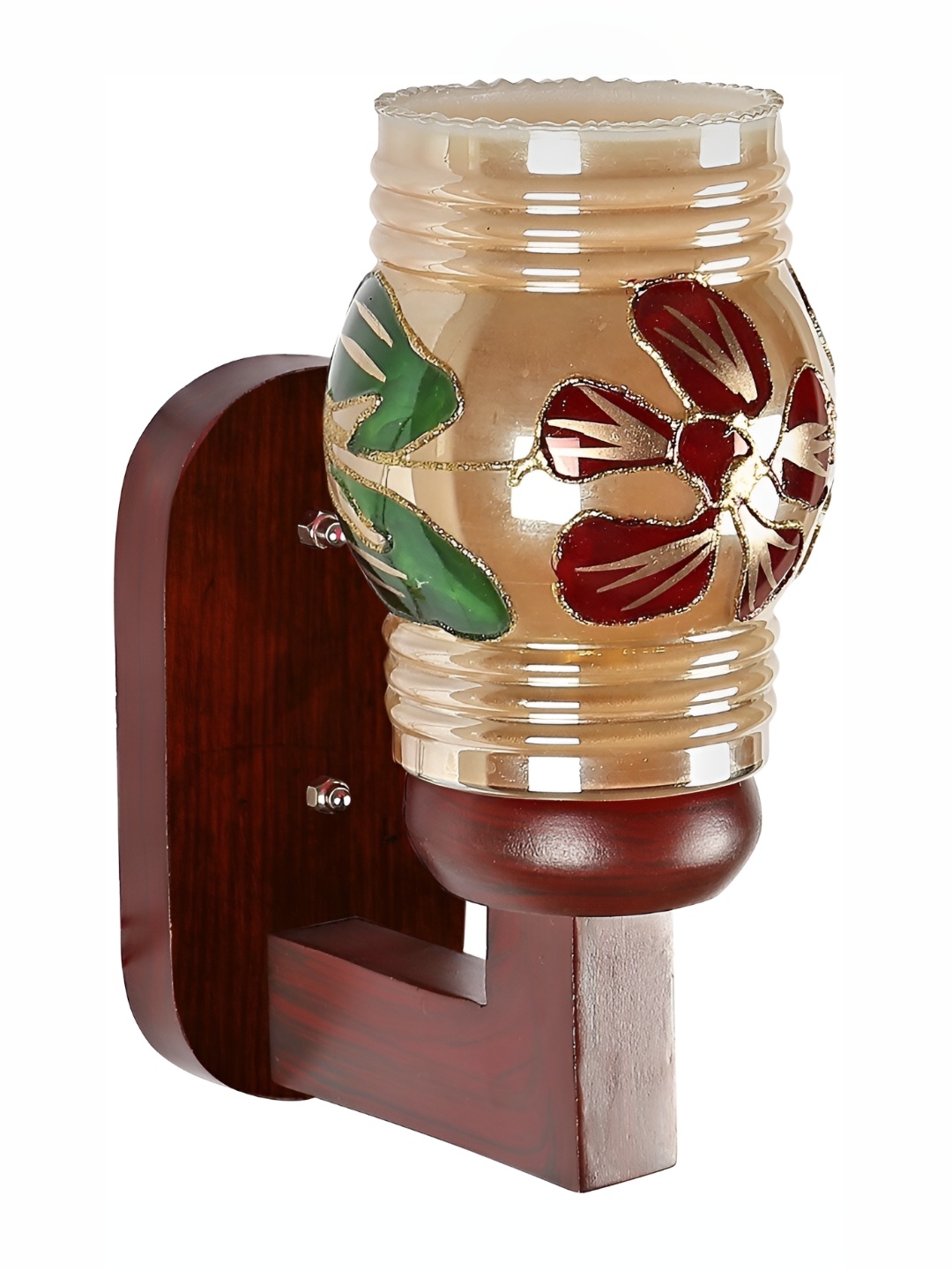

1ST TIME Brown & Gold-Toned Printed Glass Traditional Abstract Shaped Shaped Wall Lamp