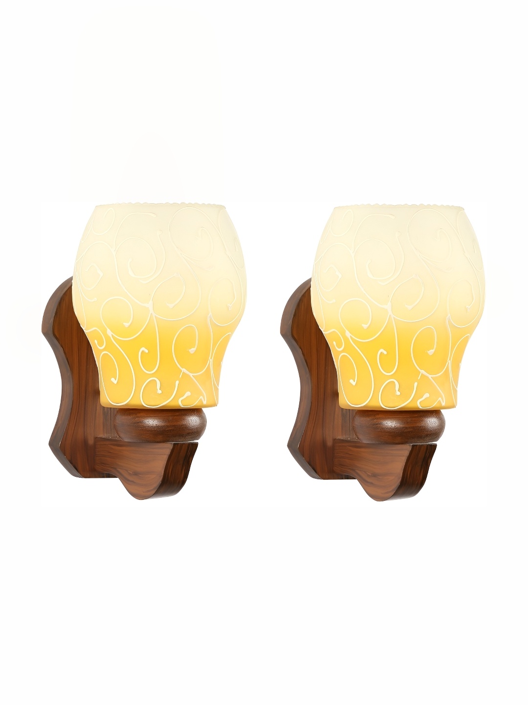 

1ST TIME White & Yellow Textured Glass Traditional Abstract Shaped Shaped Wall Lamp