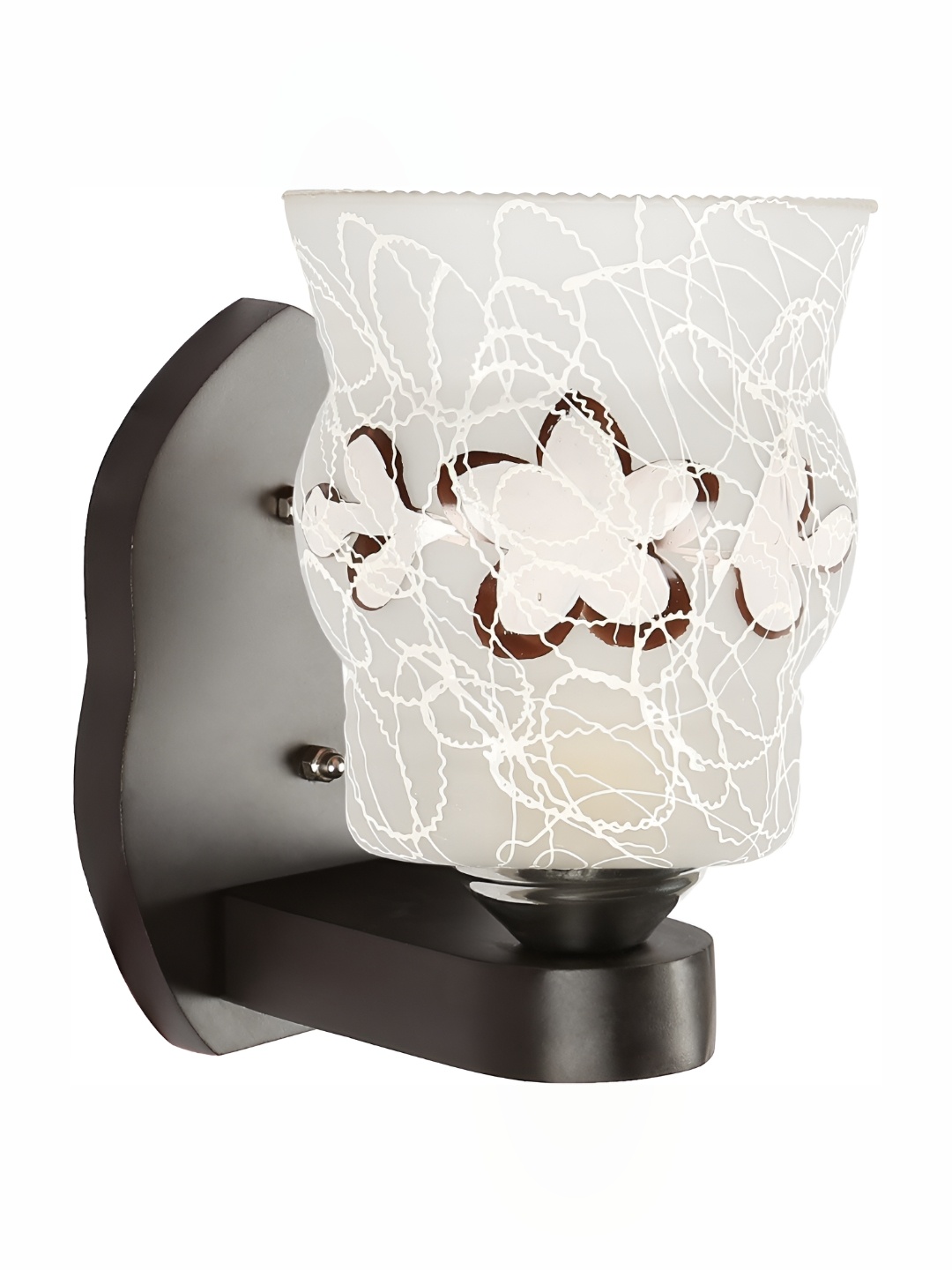 1ST TIME White & Black Textured Glass Traditional Abstract Shaped Shaped Wall Lamp