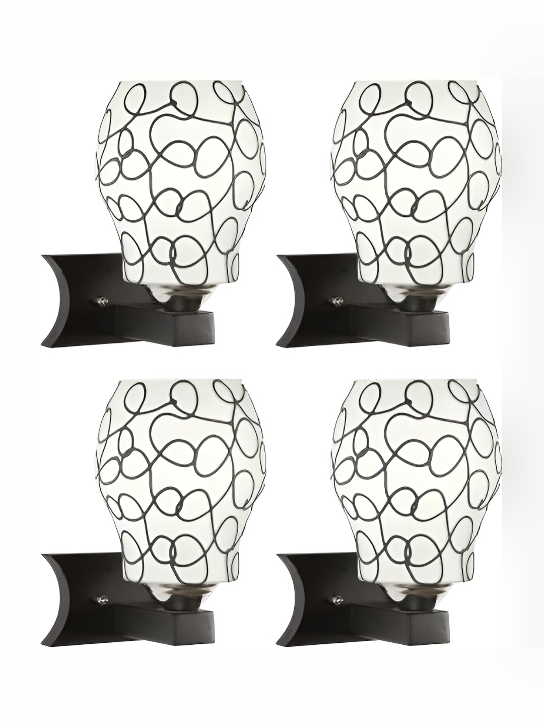 1ST TIME White & Black Textured Glass Traditional Abstract Shaped Shaped Wall Lamp