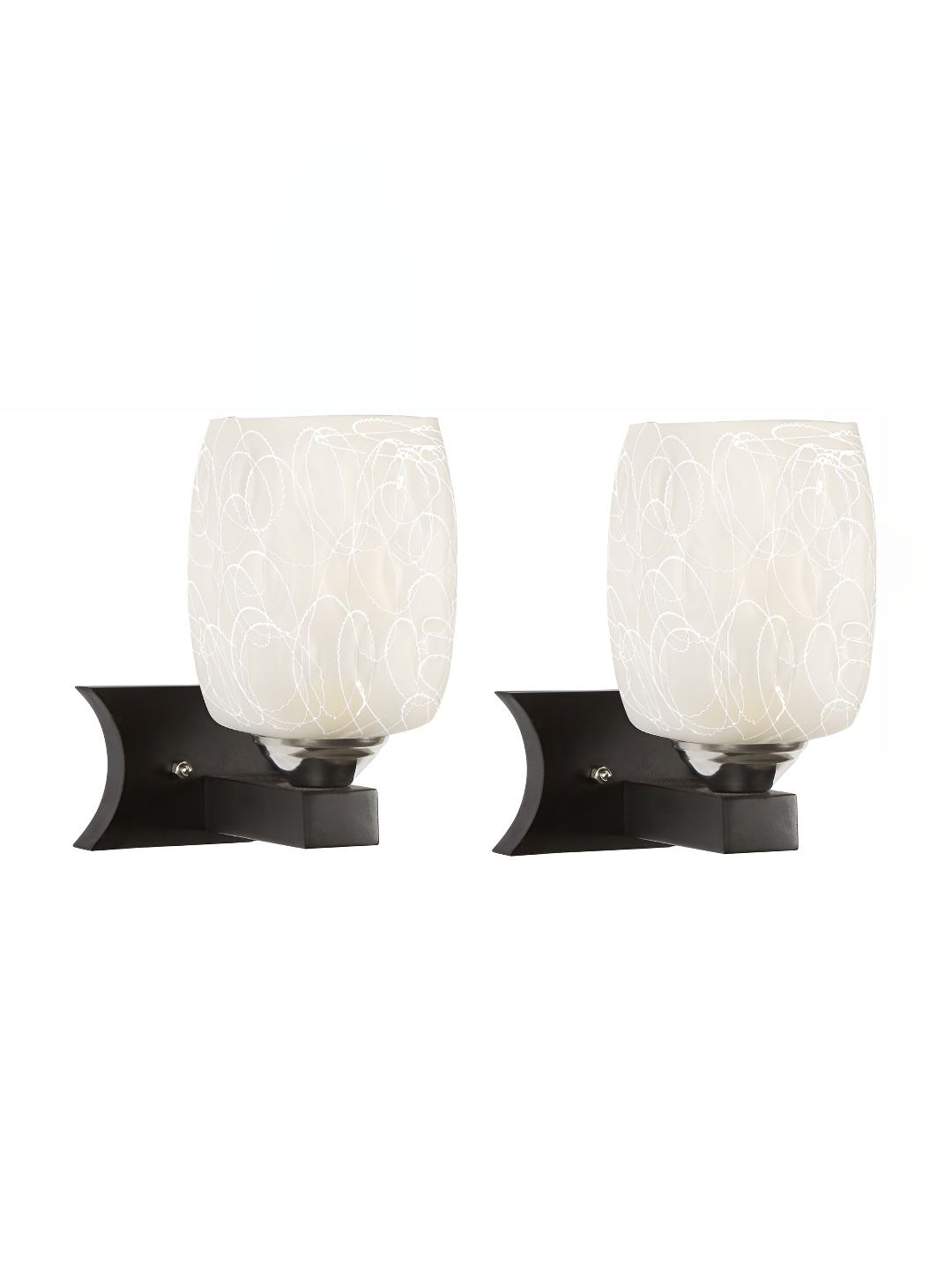 

1ST TIME White & Black Textured Glass Traditional Cylinder Shaped Wall Lamp