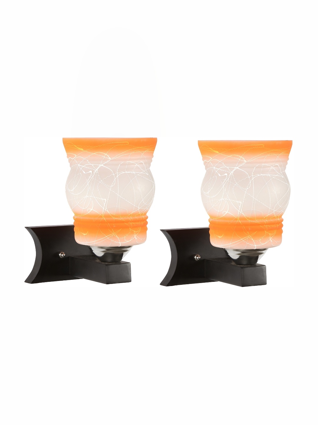 

1ST TIME White & Orange Colourblocked Glass Traditional Abstract Shaped Shaped Wall Lamp