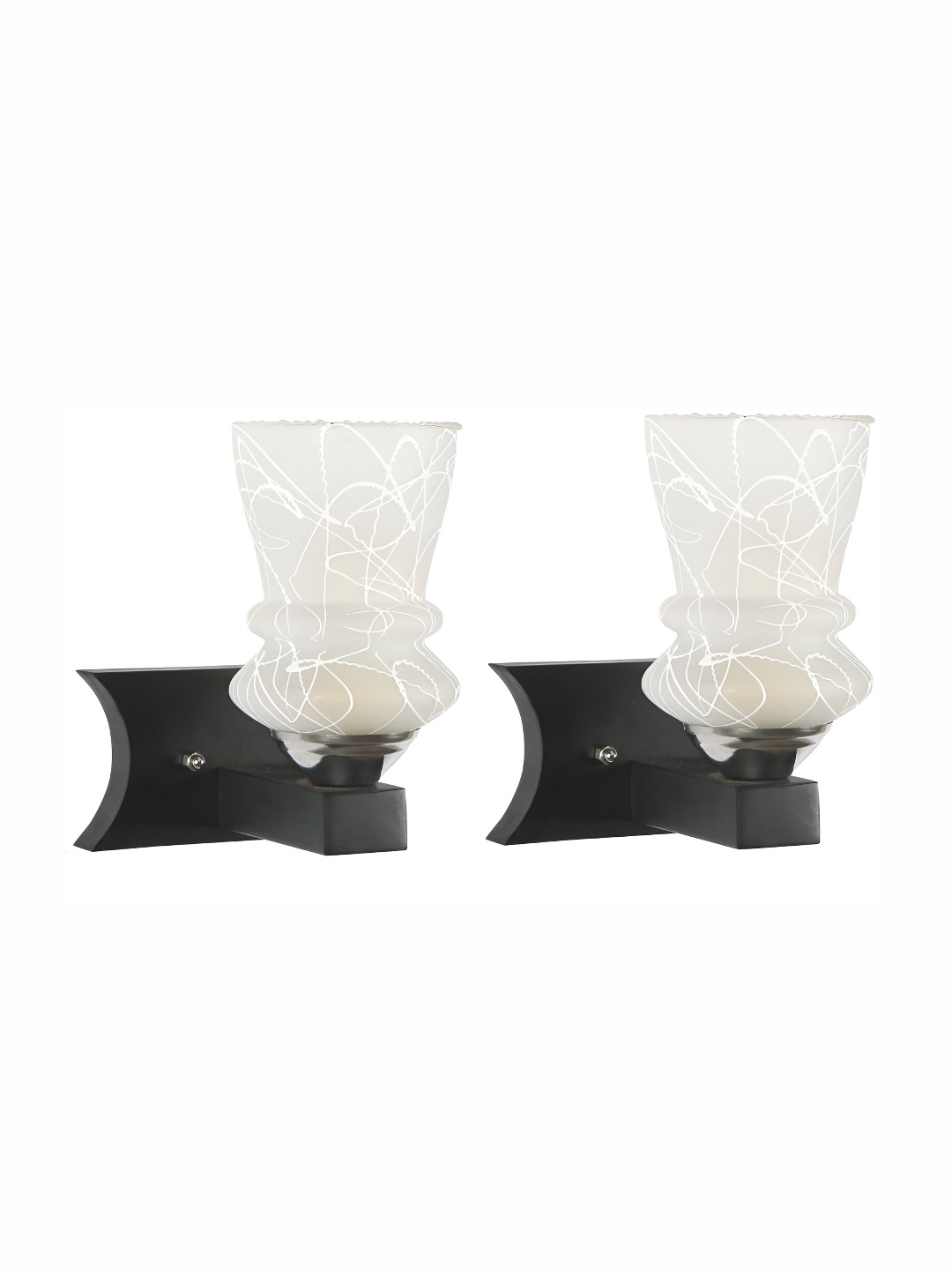 

1ST TIME White & Black Textured Glass Traditional Abstract Shaped Shaped Wall Lamp