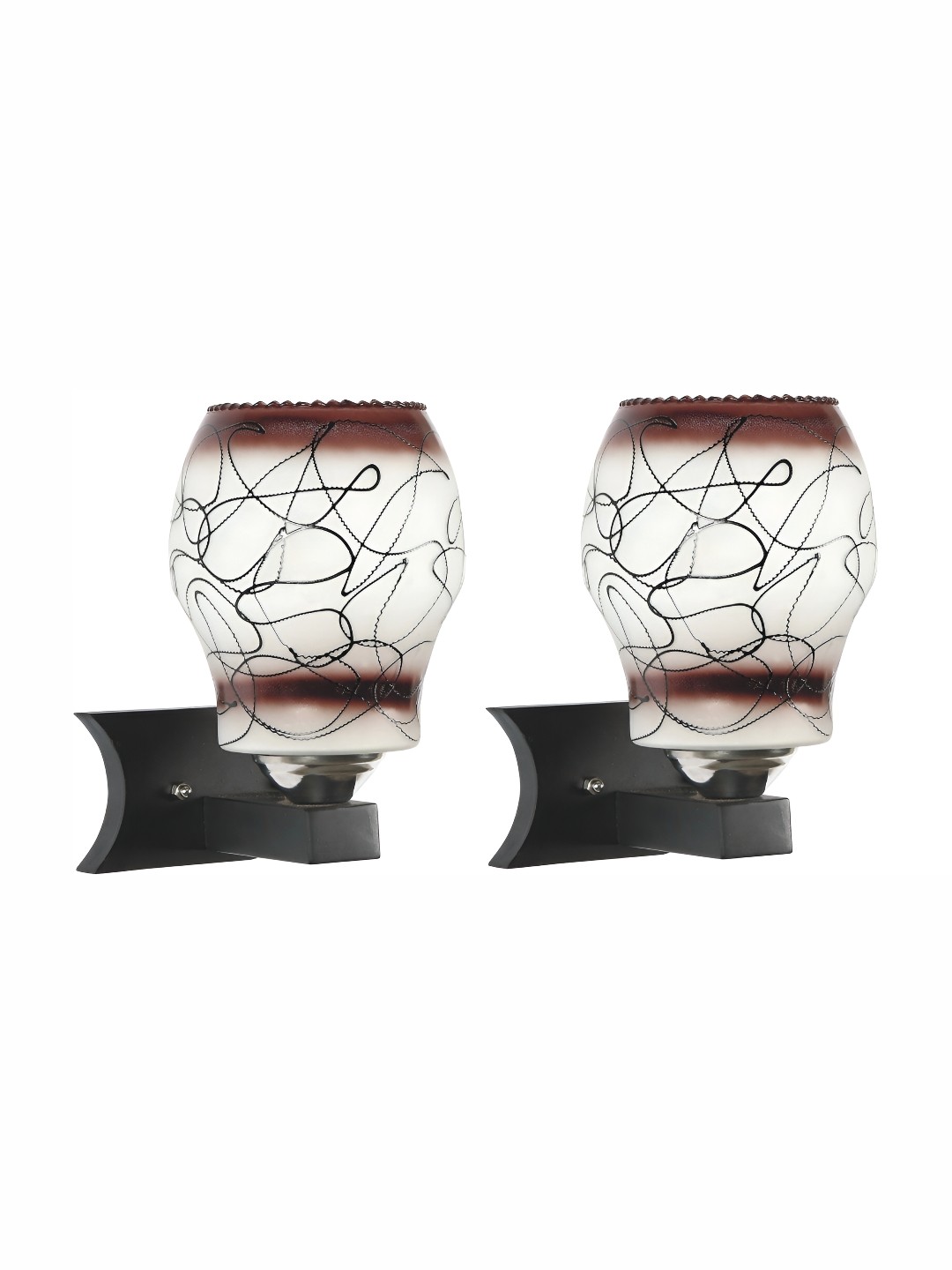 

1ST TIME White & Black Textured Glass Traditional Cylinder Shaped Wall Lamp