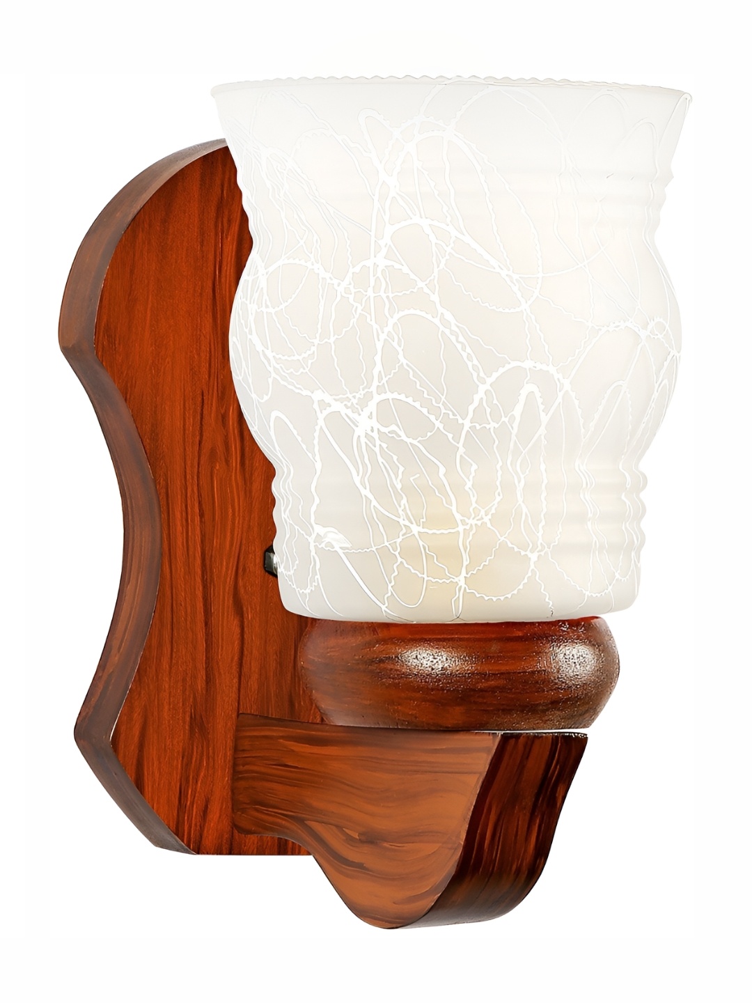 

1ST TIME White & Brown Textured Glass Traditional Abstract Shaped Shaped Wall Lamp