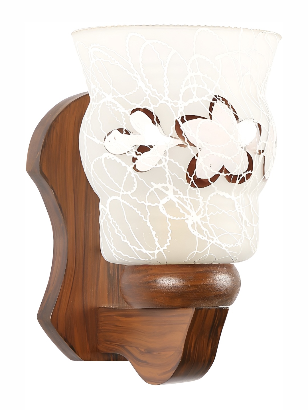 

1ST TIME White & Brown Textured Glass Traditional Abstract Shaped Shaped Wall Lamp