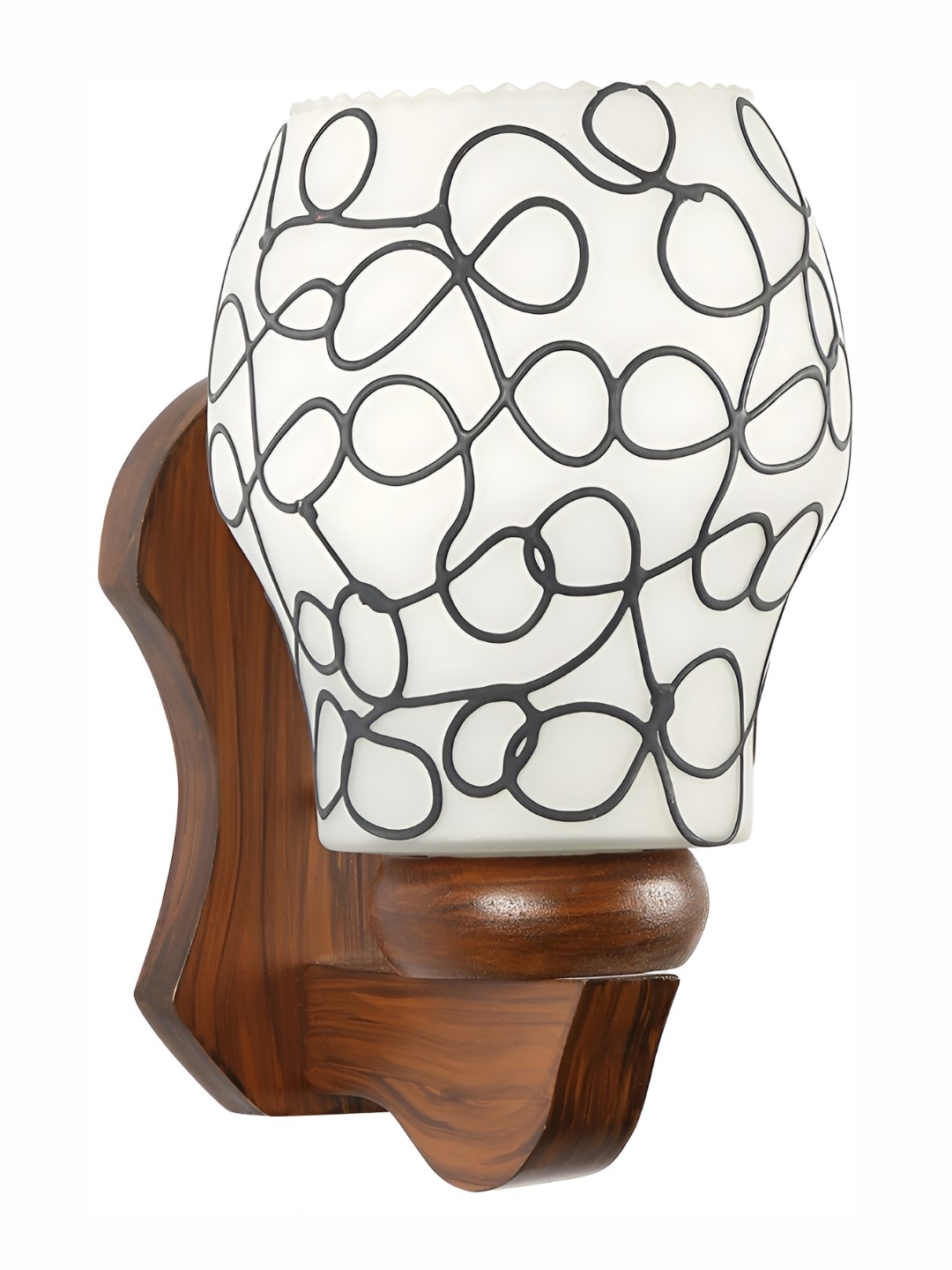 

1ST TIME White & Brown Textured Glass Traditional Abstract Shaped Shaped Wall Lamp