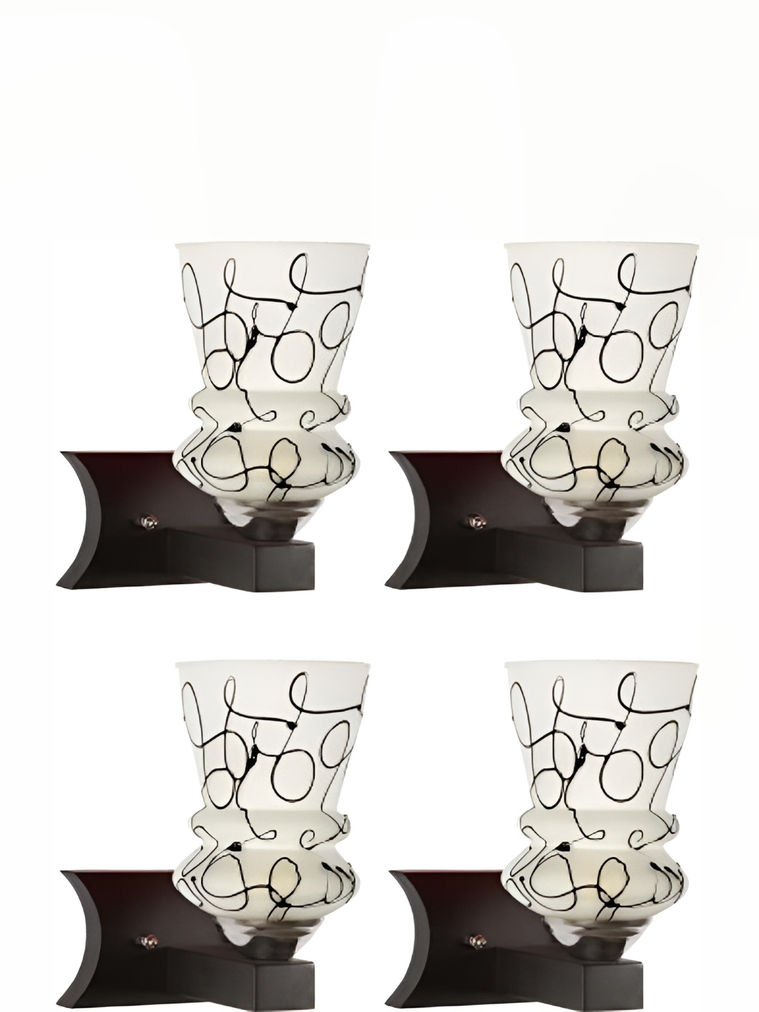 

1ST TIME White & Black Textured Glass Traditional Abstract Shaped Shaped Wall Lamp