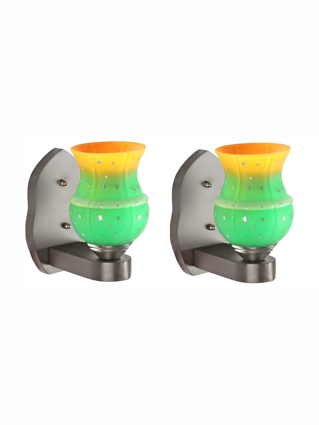 

1ST TIME Green & Yellow Colourblocked Glass Traditional Wall Lamp