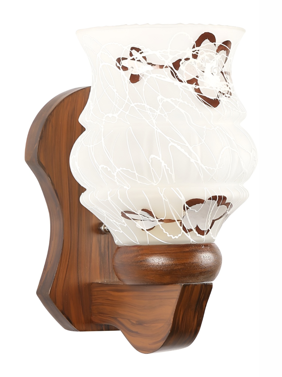 

1ST TIME White & Brown Textured Glass Traditional Abstract Shaped Shaped Wall Lamp