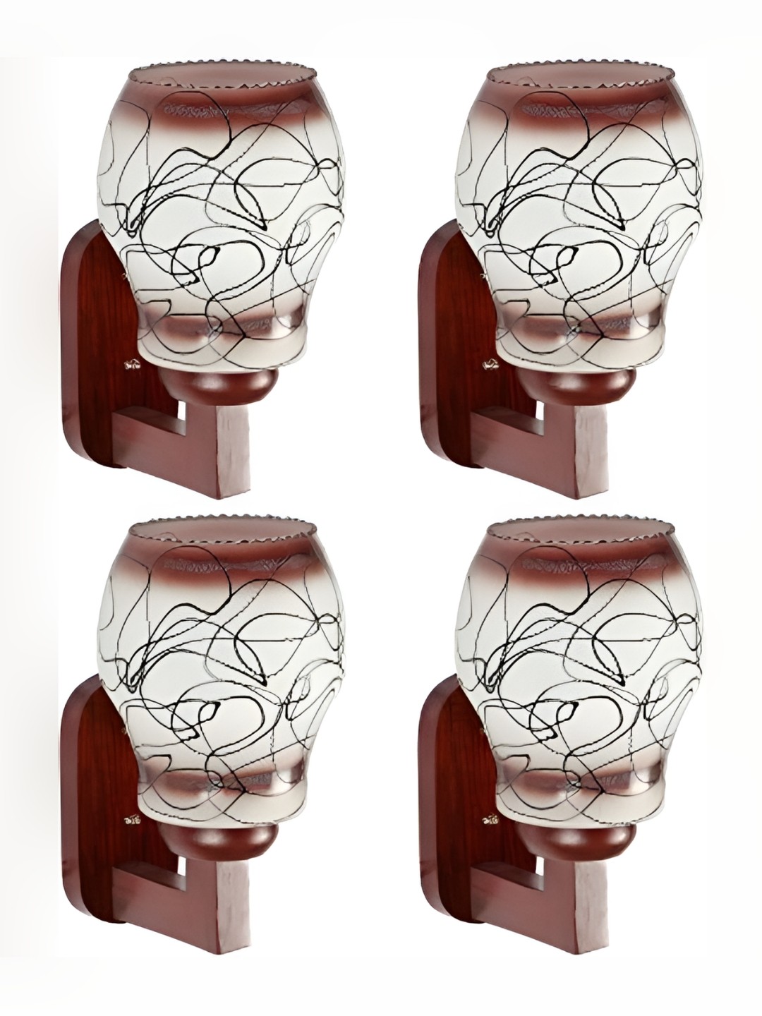 

1ST TIME White & Brown Textured Glass Traditional Abstract Shaped Shaped Wall Lamp
