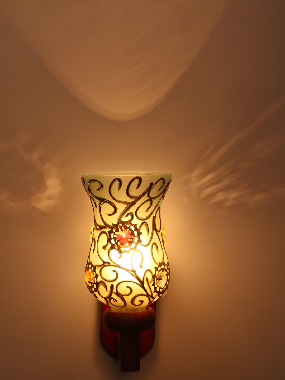 

1ST TIME Grey & Gold-Toned Textured Glass Traditional Wall Lamp