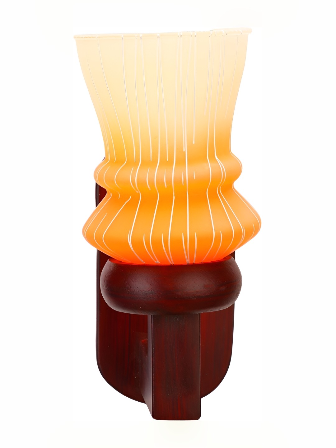 

1ST TIME Orange & Brown Printed Glass Traditional Abstract Shaped Shaped Wall Lamp