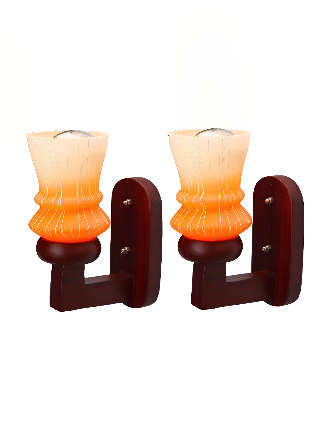 

1ST TIME Orange & Brown Printed Glass Traditional Abstract Shaped Shaped Wall Lamp