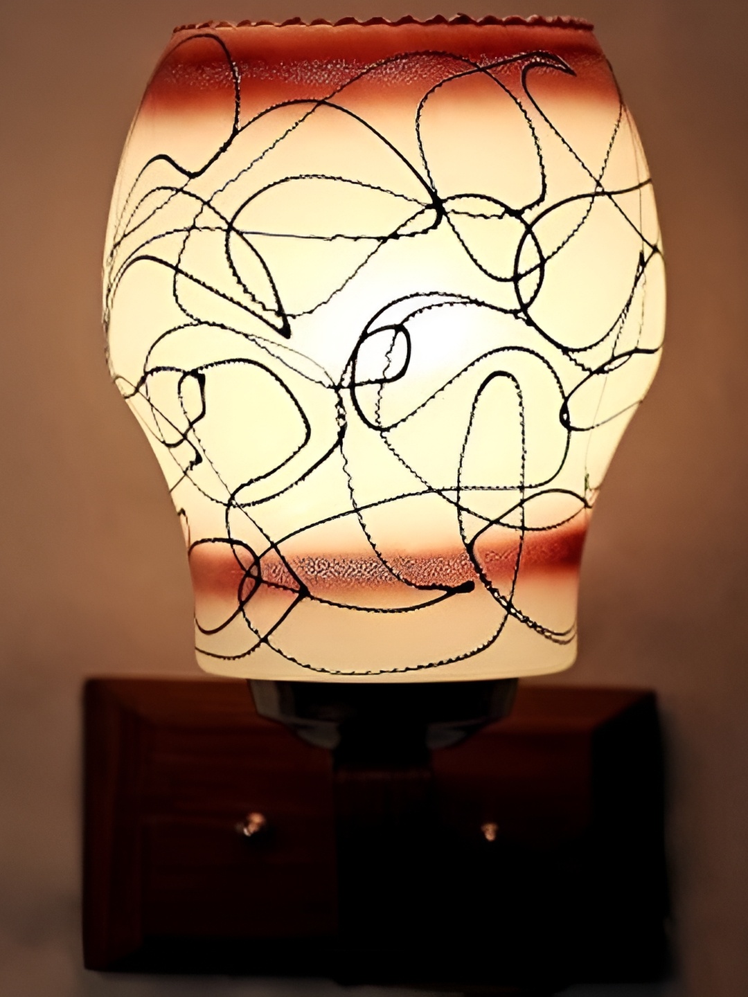 

1ST TIME White & Brown Textured Glass Traditional Abstract Shaped Shaped Wall Lamp