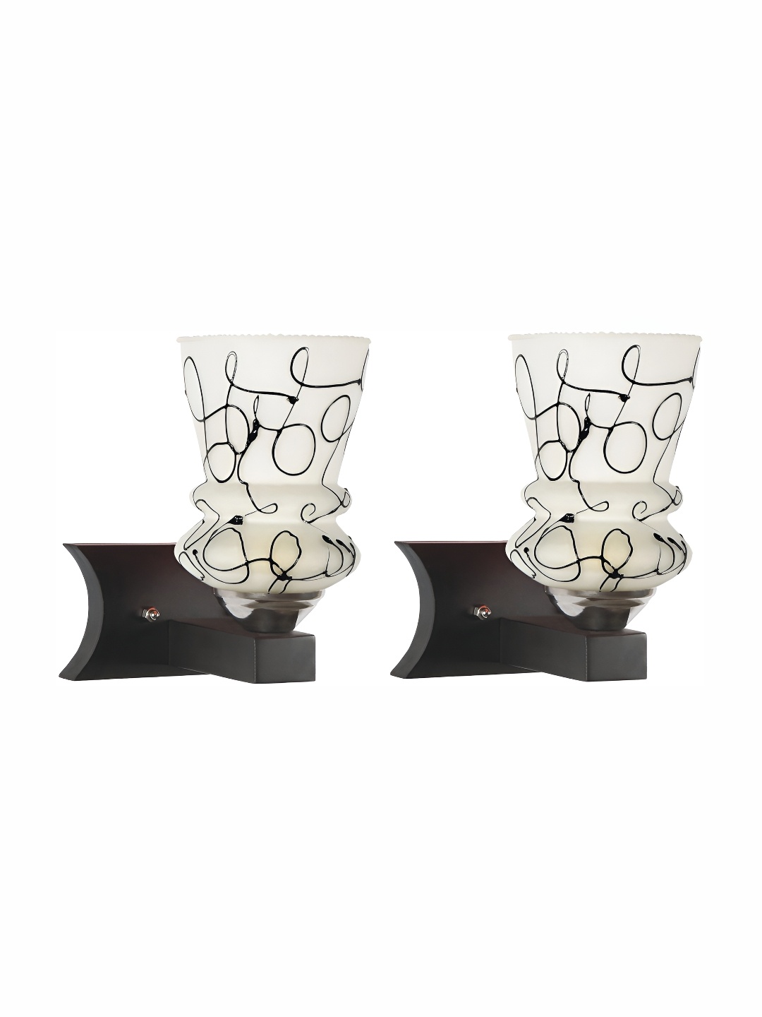 

1ST TIME White & Black Textured Glass Traditional Abstract Shaped Shaped Wall Lamp