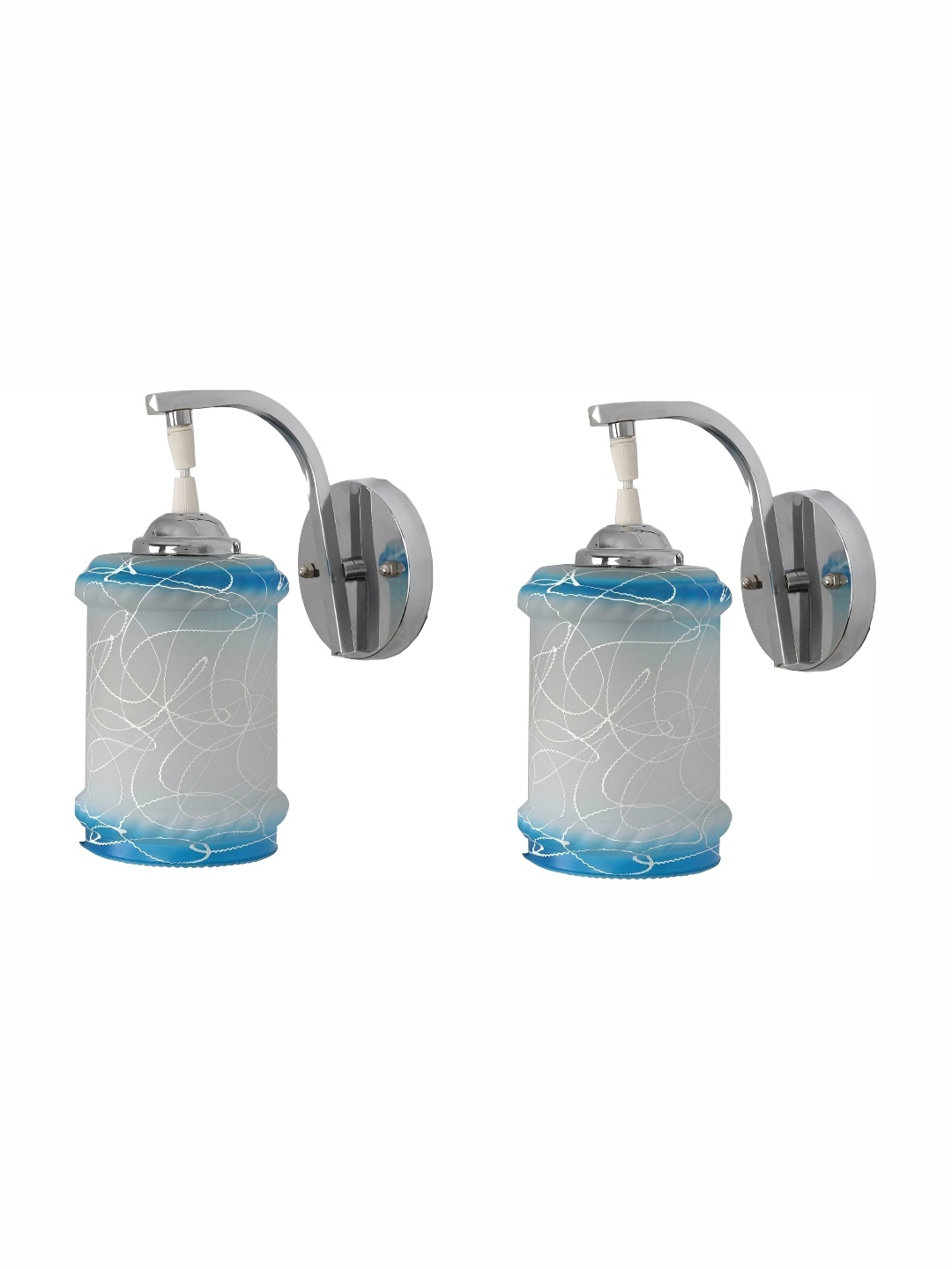 

1ST TIME White & Blue Textured Glass Traditional Cylinder Shaped Wall Lamp