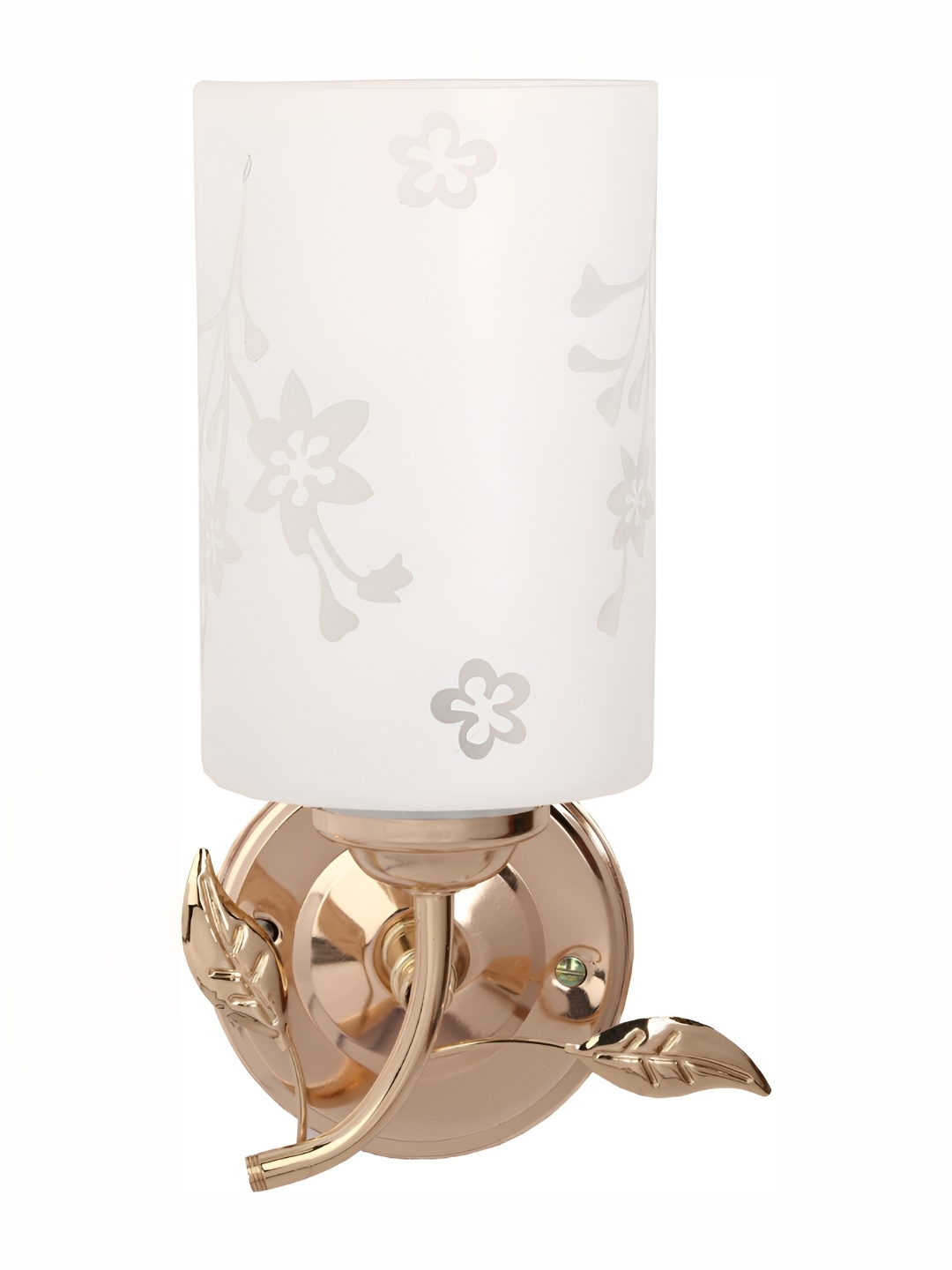 

1ST TIME White & Gold-Toned Printed Glass Traditional Cylinder Shaped Wall Lamp