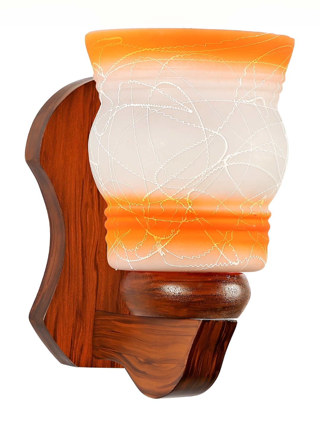 

1ST TIME White & Orange Colourblocked Glass Traditional Frustum Shaped Wall Lamp