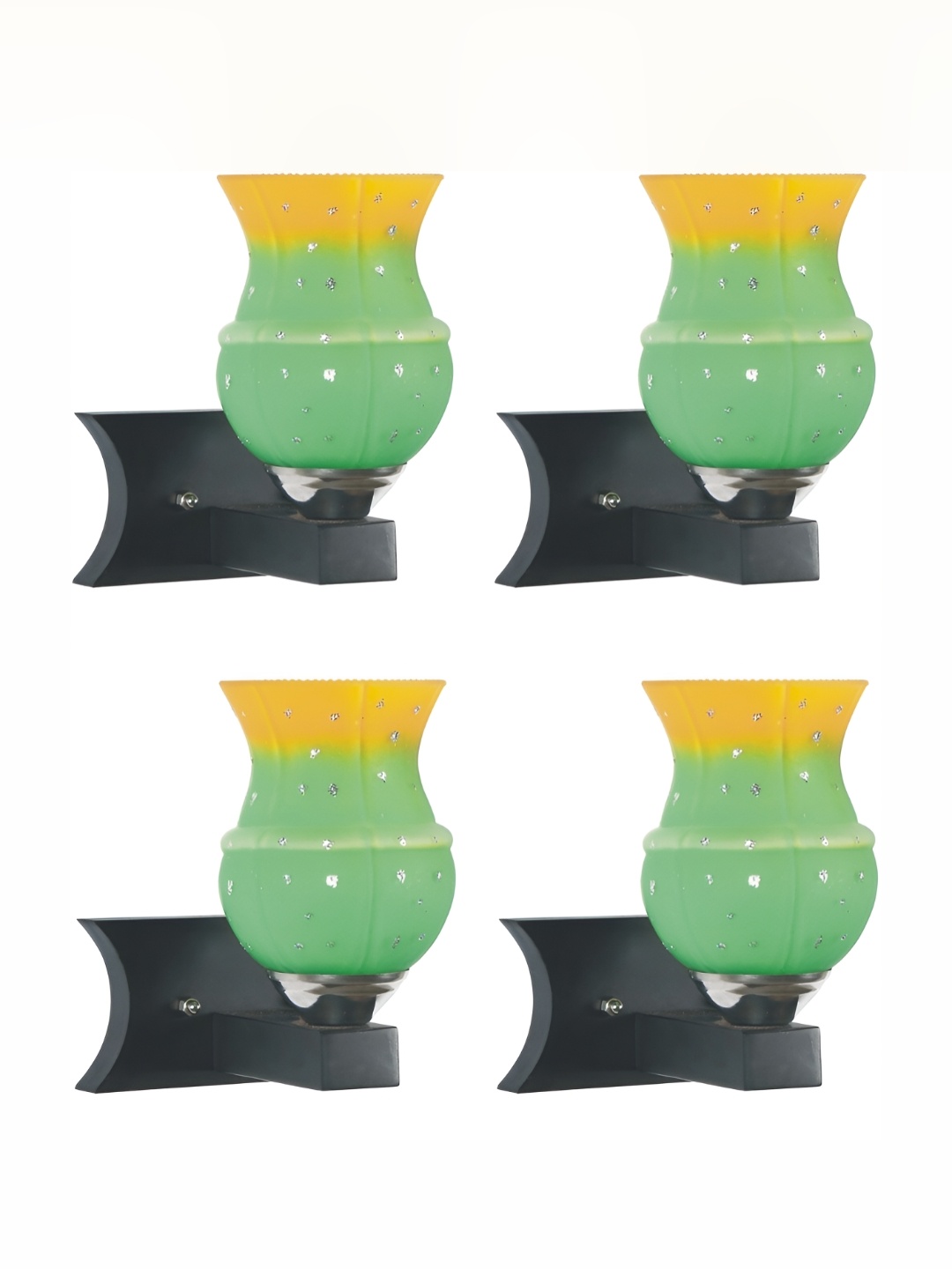 

1ST TIME Green & Yellow Colourblocked Glass Traditional Spherical Shaped Wall Lamp