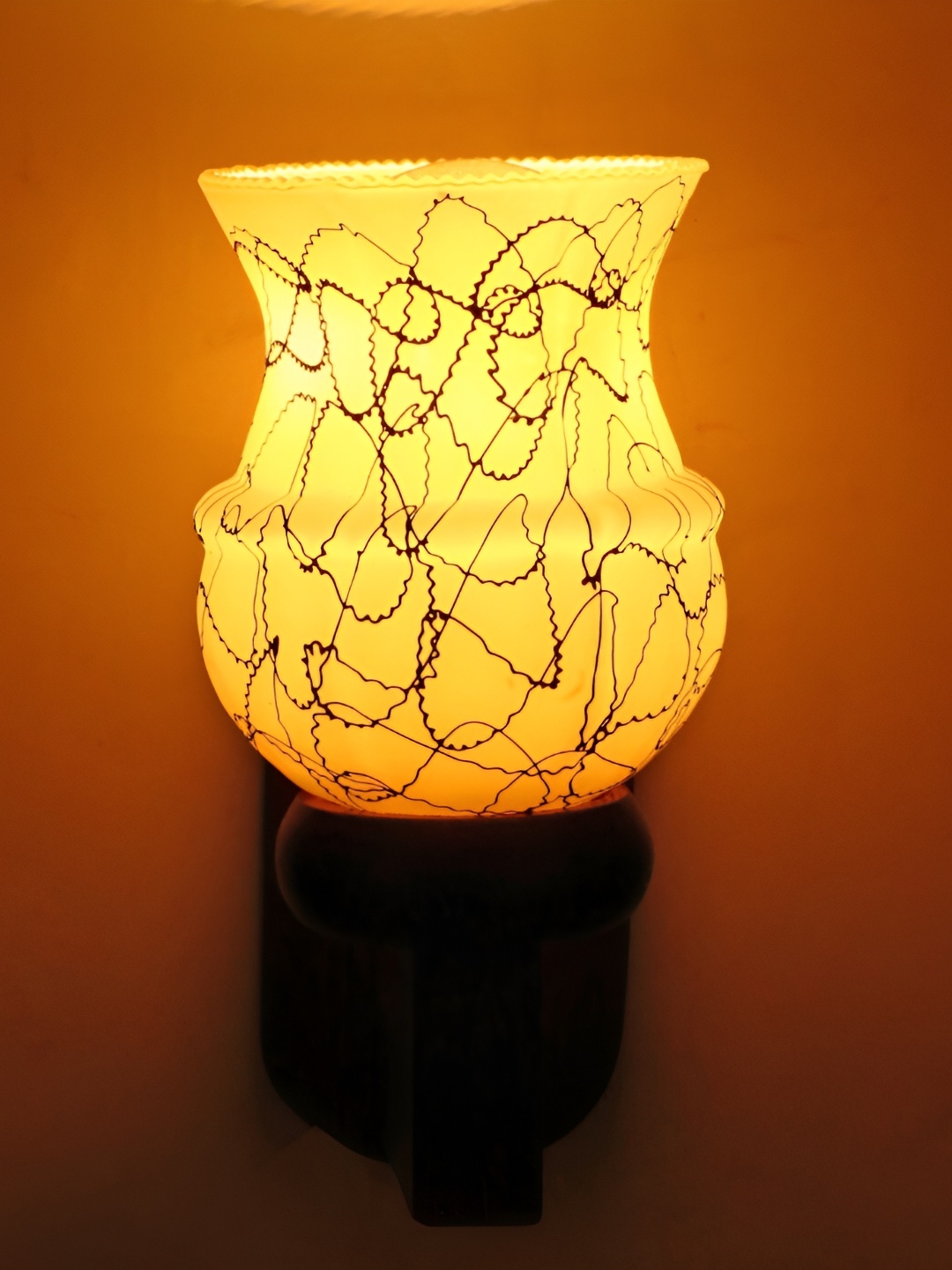 

1ST TIME White & Black Printed Glass Traditional Abstract Shaped Shaped Wall Lamp