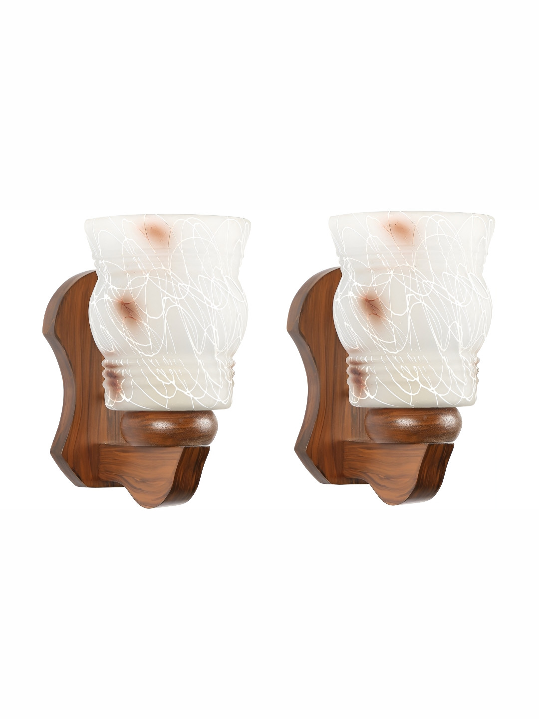 

1ST TIME Brown & White Printed Glass Contemporary Abstract Shaped Shaped Wall Lamp