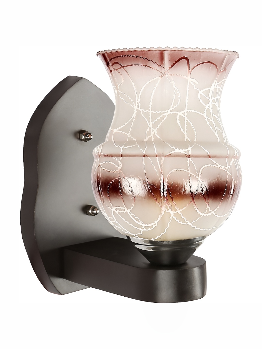 

1ST TIME Beige & Brown Printed Glass Traditional Abstract Shaped Shaped Wall Lamp