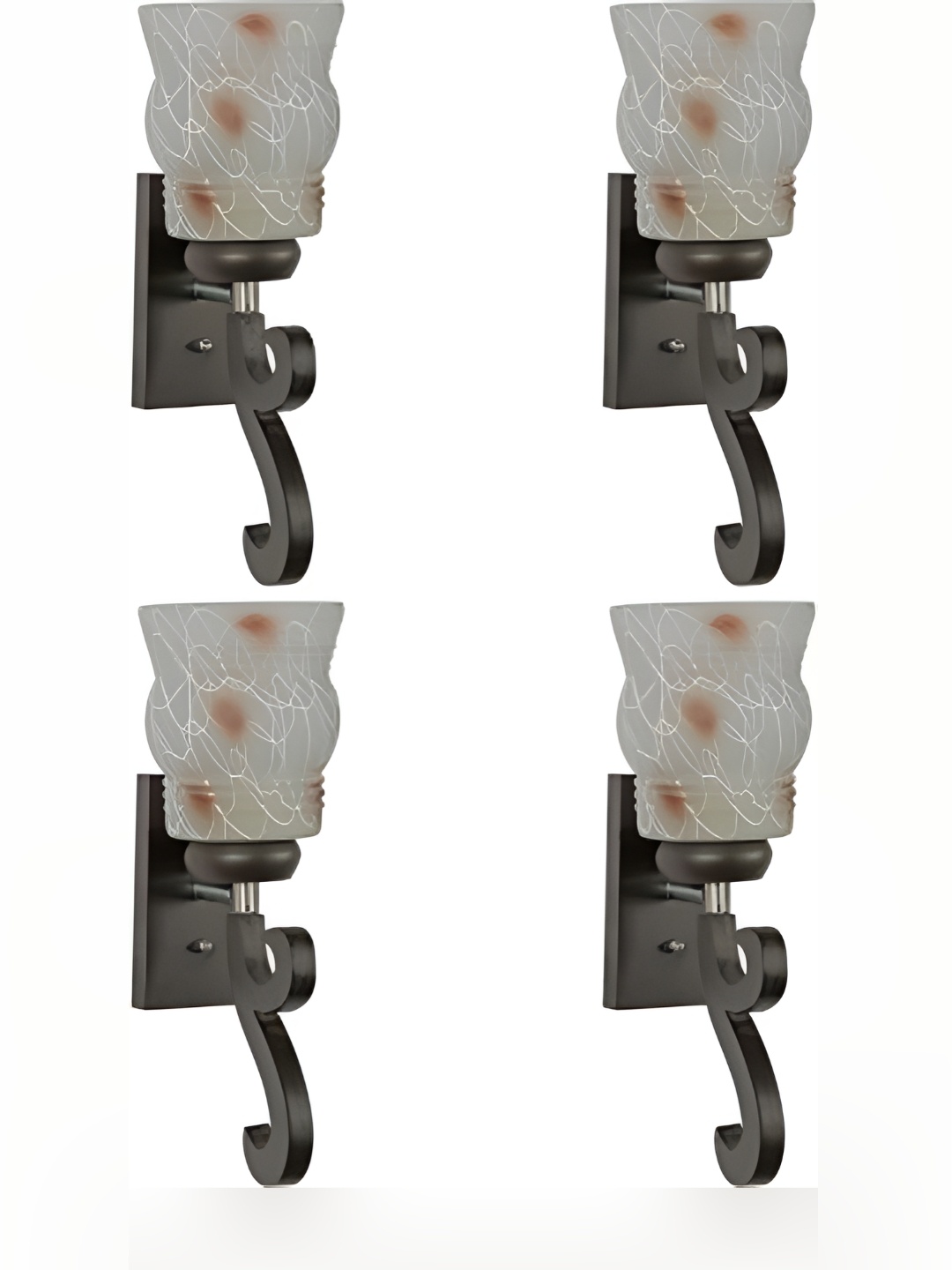 

1ST TIME Grey & Brown Printed Glass Traditional Abstract Shaped Shaped Wall Lamp