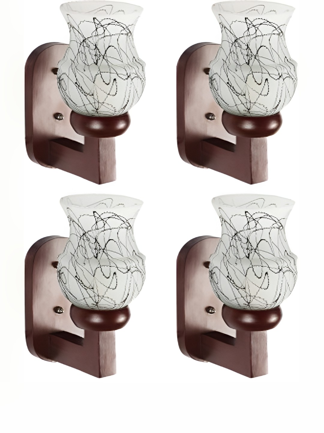 

1ST TIME Brown & White Printed Glass Traditional Abstract Shaped Shaped Wall Lamp