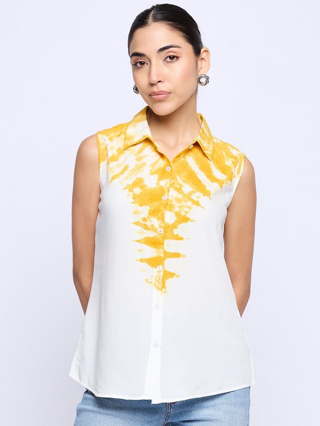 

BAESD Classic Tie & Dye Casual Shirt, White