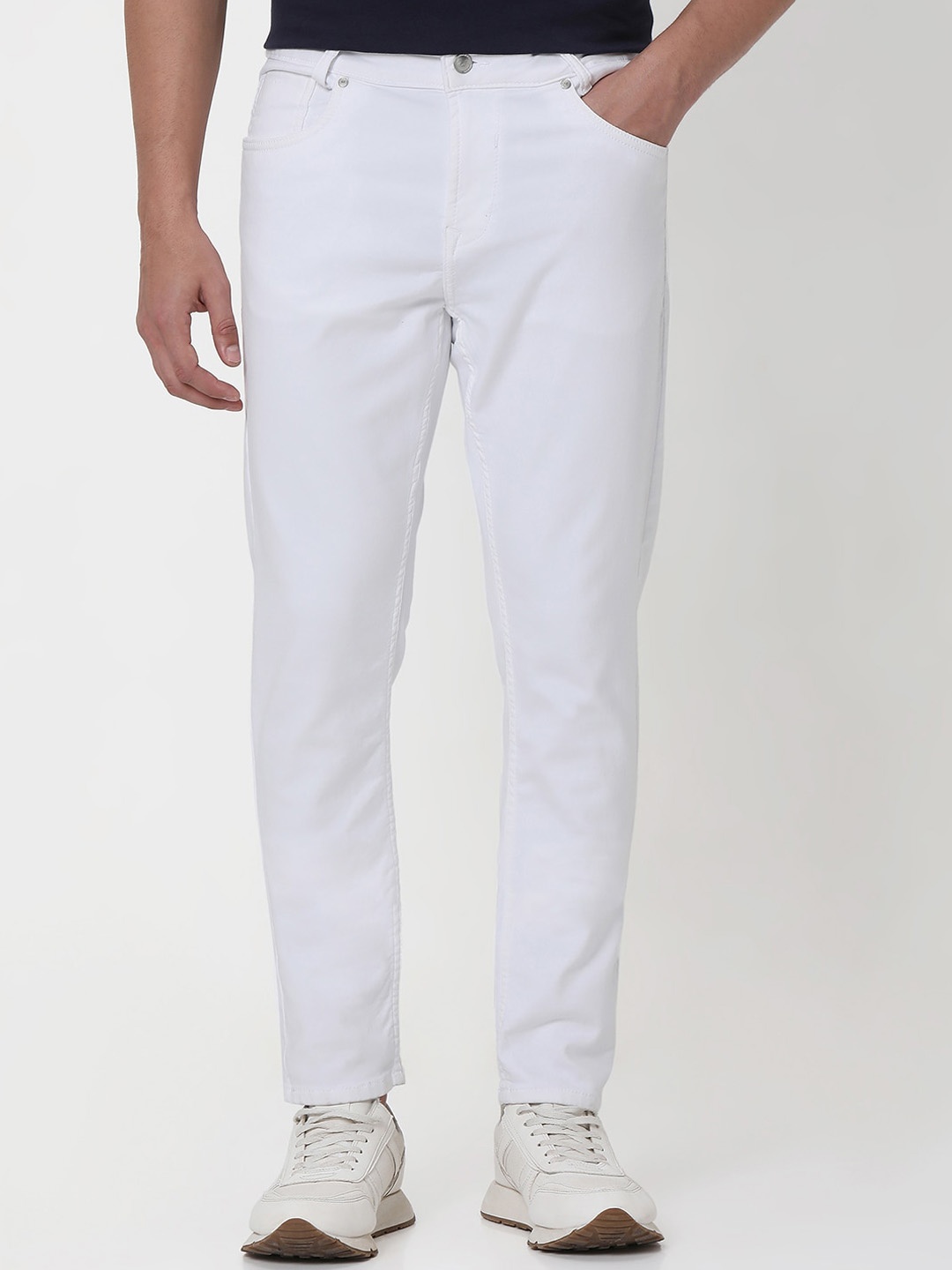 Mufti Men Skinny Fit Clean Look Stretchable Jeans, White