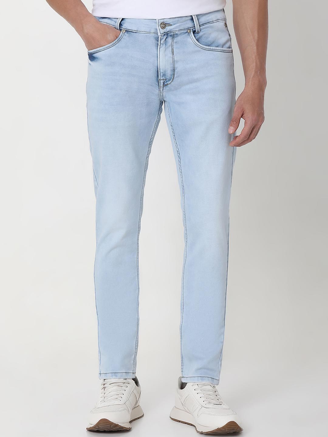 

Mufti Men Skinny Fit Clean Look Heavy Fade Stretchable Jeans, Blue