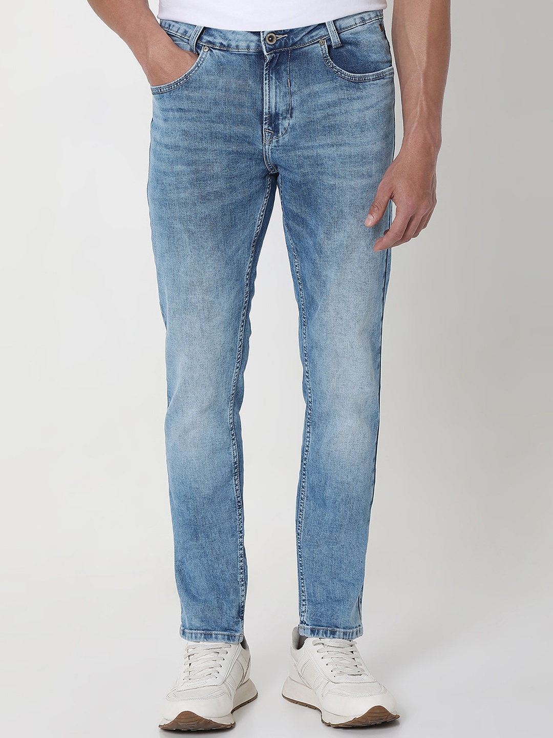 

Mufti Men Skinny Fit Clean Look Heavy Fade Stretchable Jeans, Blue