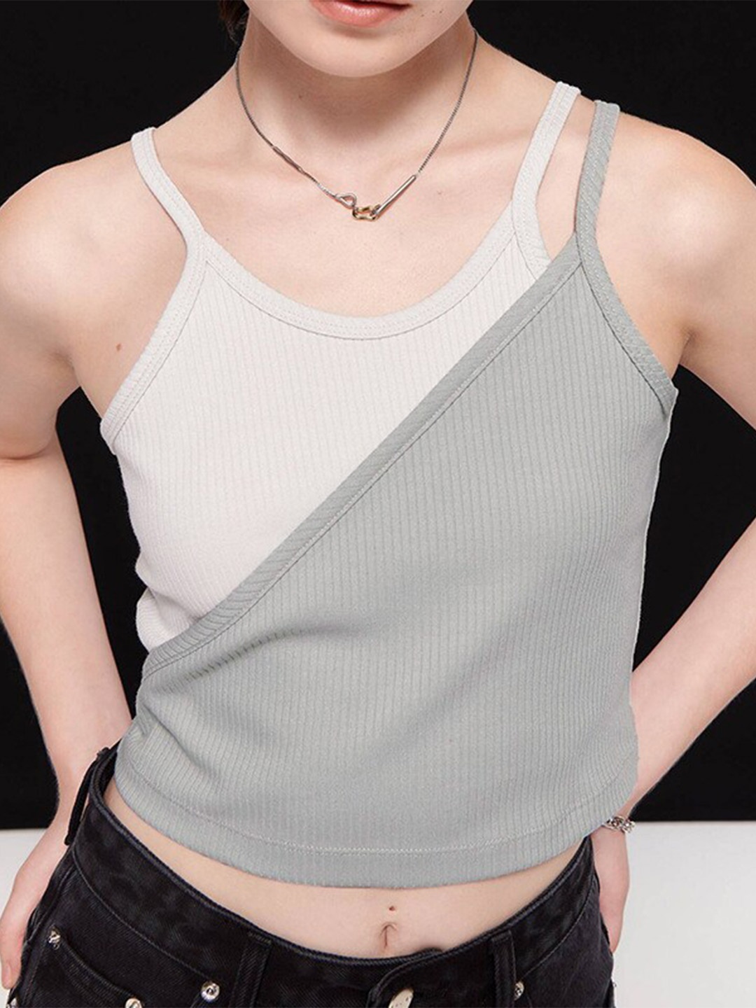 

StyleCast x Revolte Shoulder Straps Sleeveless Top, Grey