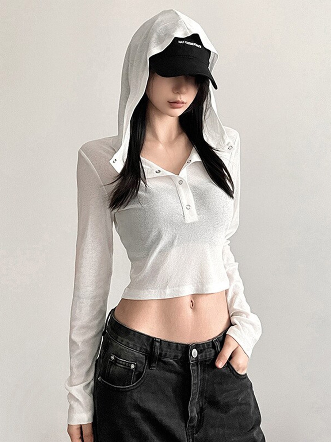 

StyleCast x Revolte White Hooded Crop Top